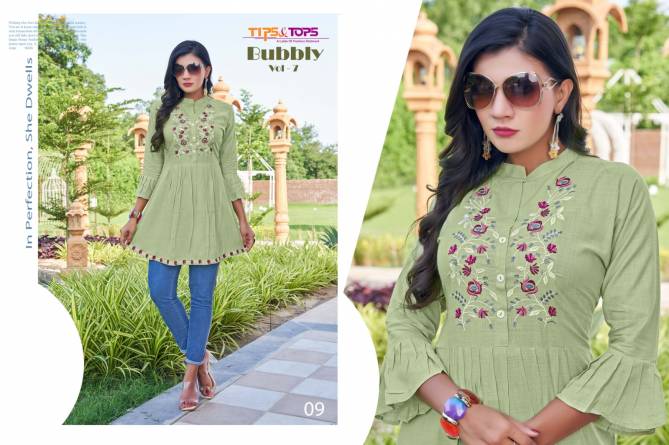 Tips Tops Bubbly 7 Fancy New Stylish Fancy Wear Ladies Long Top Collection